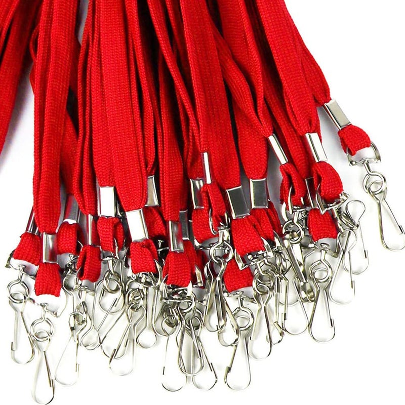 Ollain Badge Lanyards Flat Lanyard Swivel Hooks Durably Neck Bulk Lanyards with Clip for Women/Men Business Card ID Employee Student Lanyards (Red, 100 Pack) - Image 5